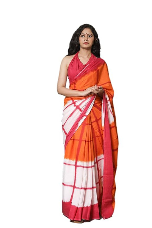 Jalther Handicrafts Women'S Ikat Hand Block Print Jaipuri Cotton Mulmul Saree